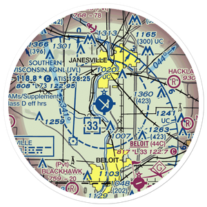 Southern Wisconsin Regional Airport (JVL) VFR Sectional Sticker (20 mile)