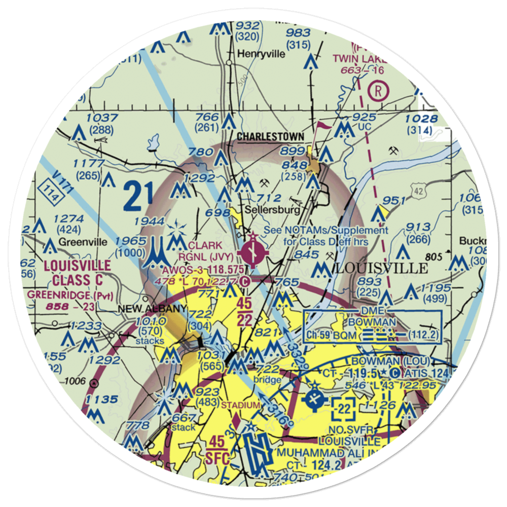 Clark Regional Airport (JVY) VFR Sectional Sticker (30 mile) 