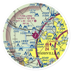John C Tune Airport (JWN) VFR Sectional Sticker (20 mile)