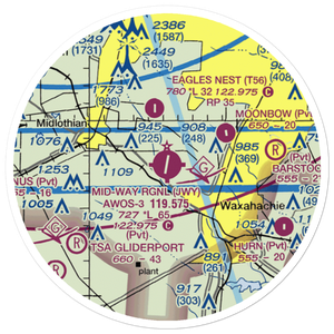 Mid Way Regional Airport (JWY) VFR Sectional Sticker (20 mile)