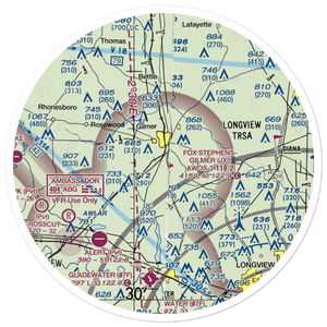 Fox Stephens Field Gilmer Municipal Airport (JXI) VFR Sectional Sticker (30 mile)