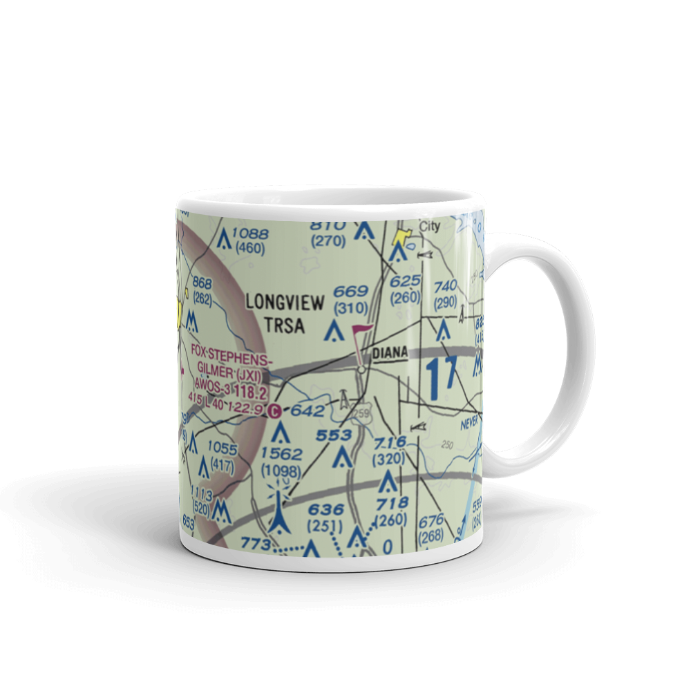 Fox Stephens Field Gilmer Municipal Airport (JXI) VFR Sectional  Mug 