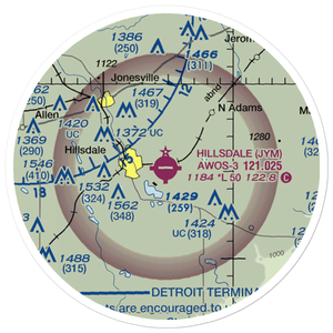 Hillsdale Municipal Airport (JYM) VFR Sectional Sticker (20 mile)