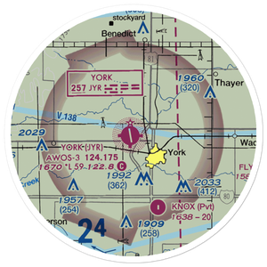 York Municipal Airport (JYR) VFR Sectional Sticker (20 mile)