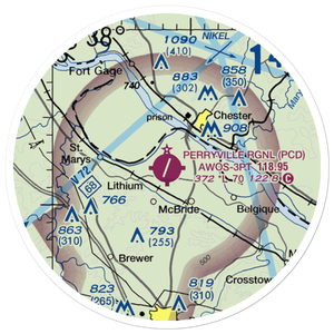 Perryville Regional Airport (PCD) VFR Sectional Sticker (20 mile)