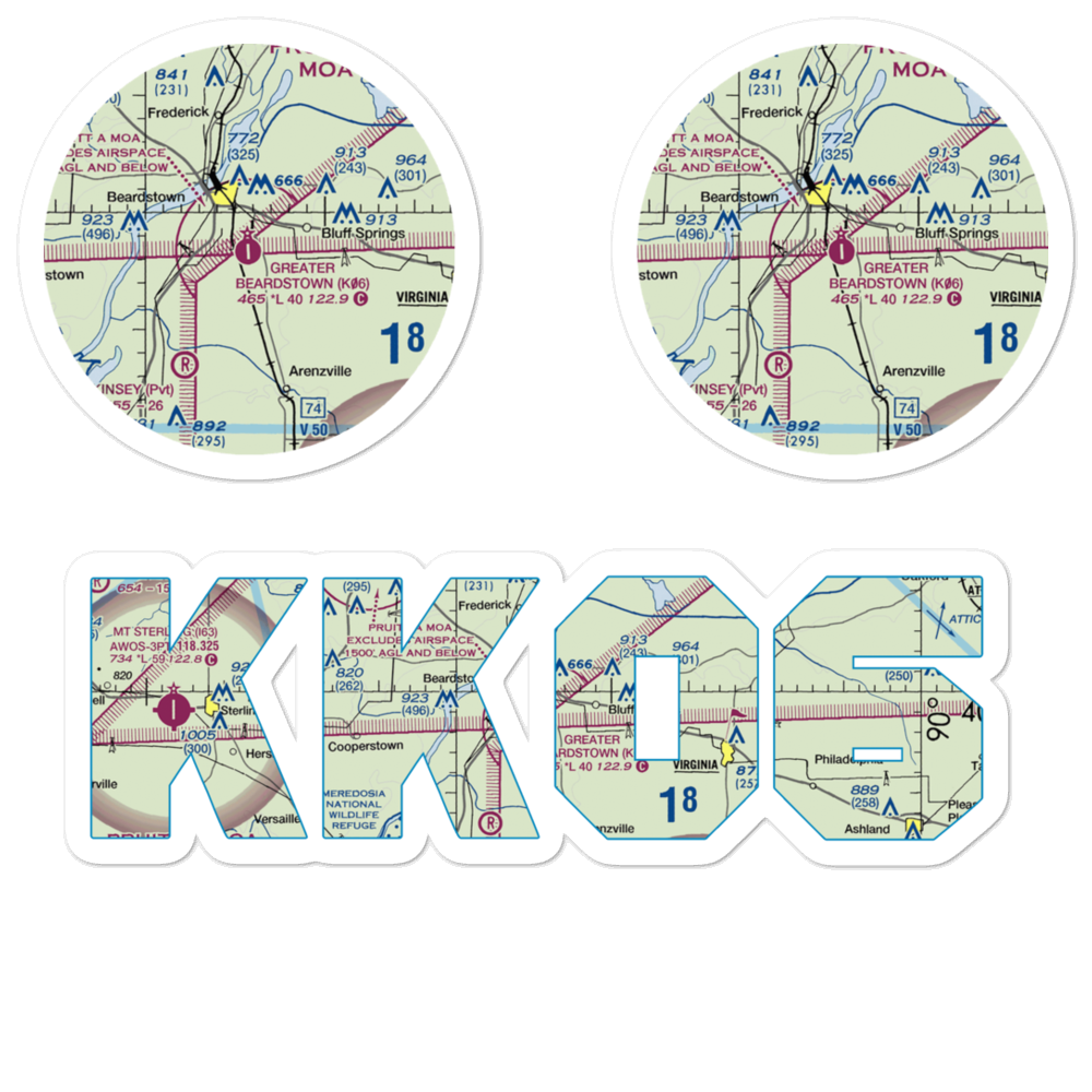 Greater Beardstown Airport (K06) VFR Sectional Sticker Pack 