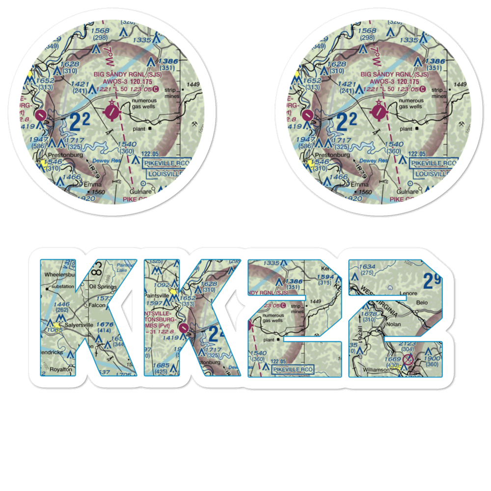 Big Sandy Regional Airport (SJS) VFR Sectional Sticker Pack 