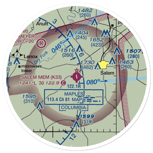 Salem Memorial Airport (K33) VFR Sectional Sticker (20 mile)