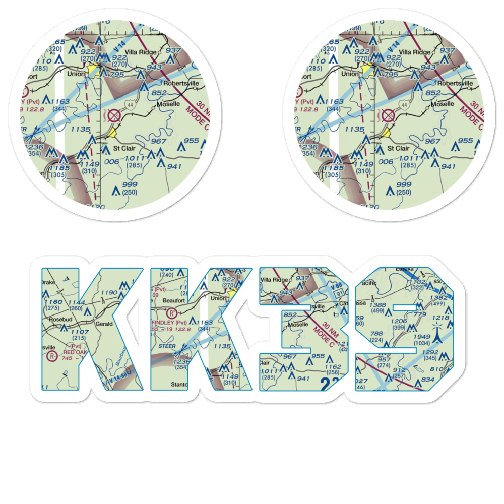St Clair Regional Airport (K39) VFR Sectional Sticker Pack 