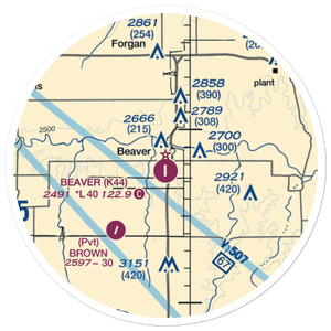 Beaver Municipal Airport (K44) VFR Sectional Sticker (20 mile)