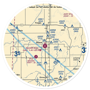 Beaver Municipal Airport (K44) VFR Sectional Sticker (30 mile)