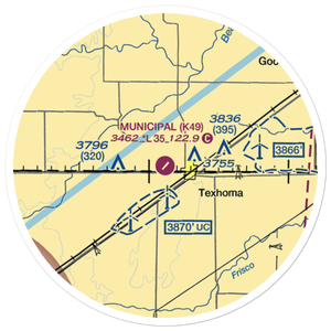 Texhoma Municipal Airport (K49) VFR Sectional Sticker (20 mile)