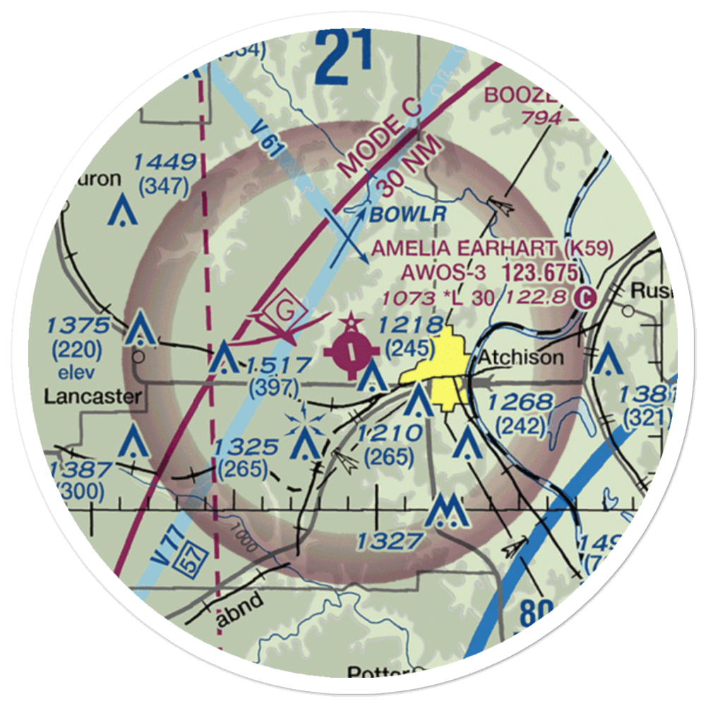 Amelia Earhart Airport (K59) VFR Sectional Sticker (20 mile) 