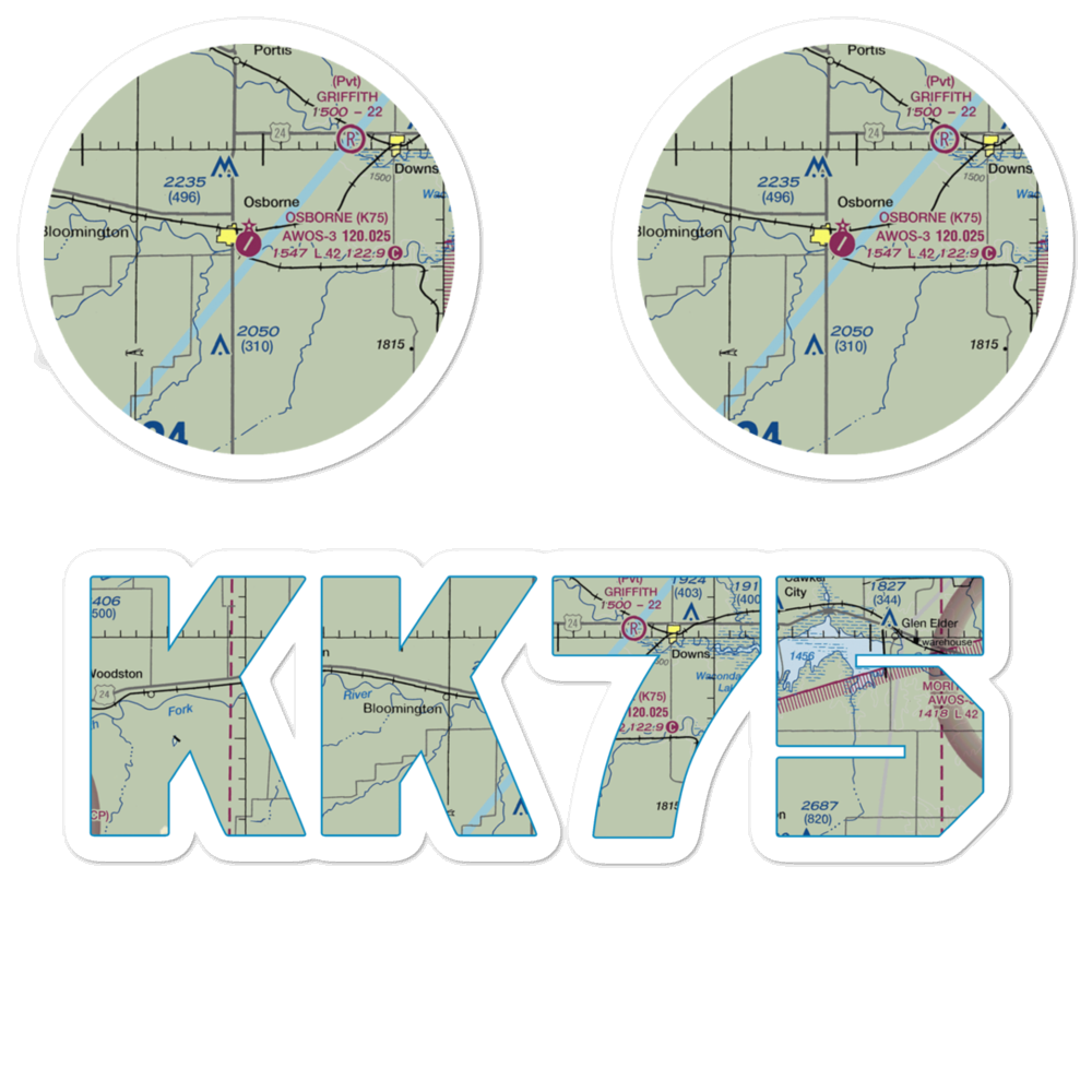 Osborne Municipal Airport (K75) VFR Sectional Sticker Pack 