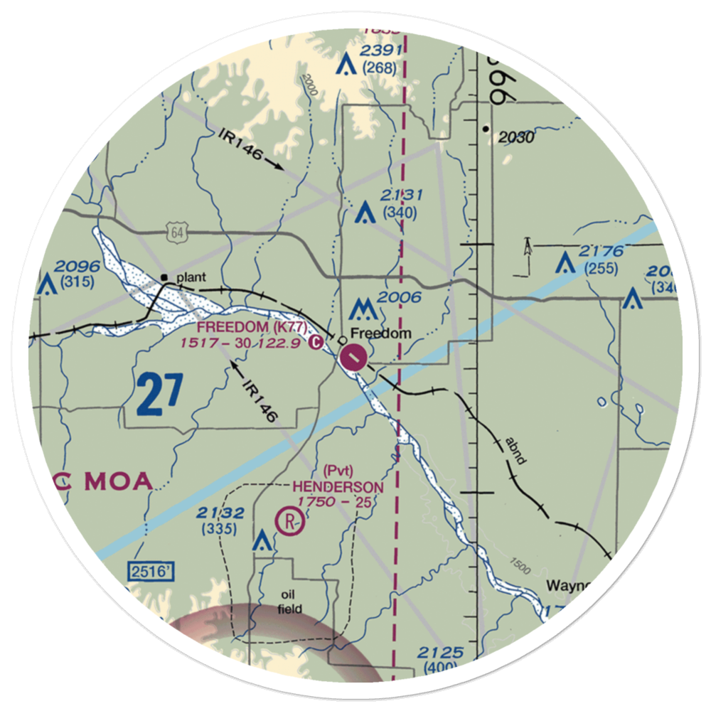 Freedom Municipal Airport (K77) VFR Sectional Sticker (30 mile) 