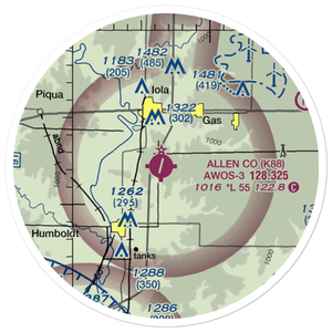 Allen County Airport (K88) VFR Sectional Sticker (20 mile)