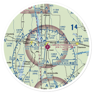 Macon Fower Memorial Airport (K89) VFR Sectional Sticker (30 mile)