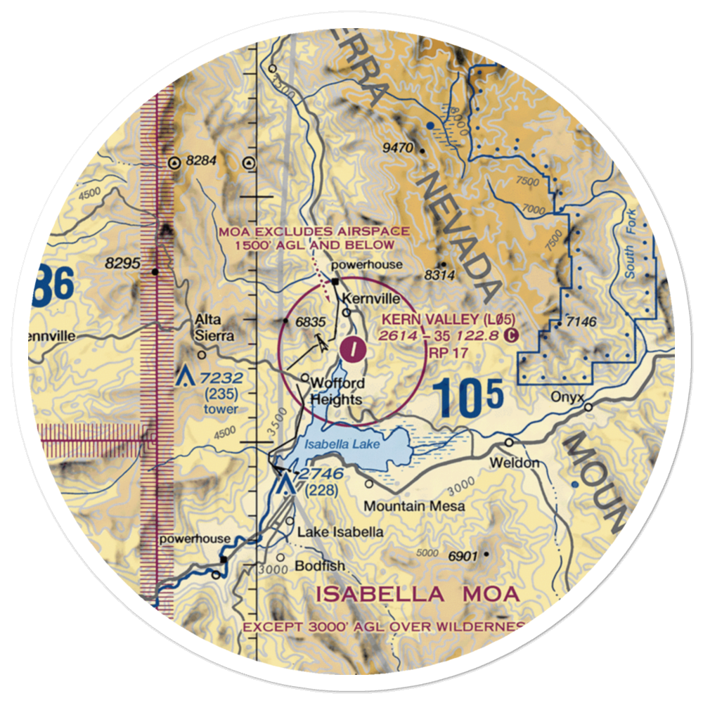 Kern Valley Airport (L05) VFR Sectional Sticker (30 mile) 