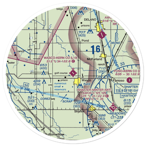 Wasco Kern County Airport (L19) VFR Sectional Sticker (30 mile)