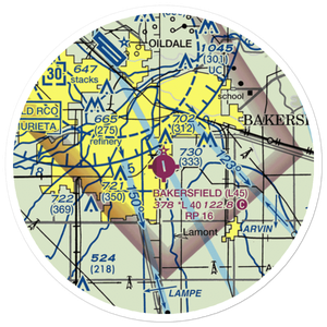 Bakersfield Municipal Airport (L45) VFR Sectional Sticker (20 mile)