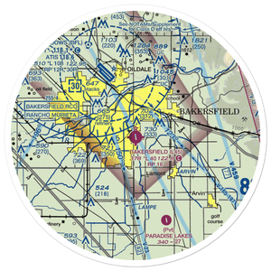Bakersfield Municipal Airport (L45) VFR Sectional Sticker (30 mile)