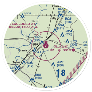Olla Airport (L47) VFR Sectional Sticker (20 mile)
