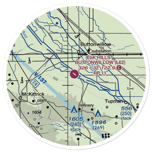 Elk Hills Buttonwillow Airport (L62) VFR Sectional Sticker (20 mile)