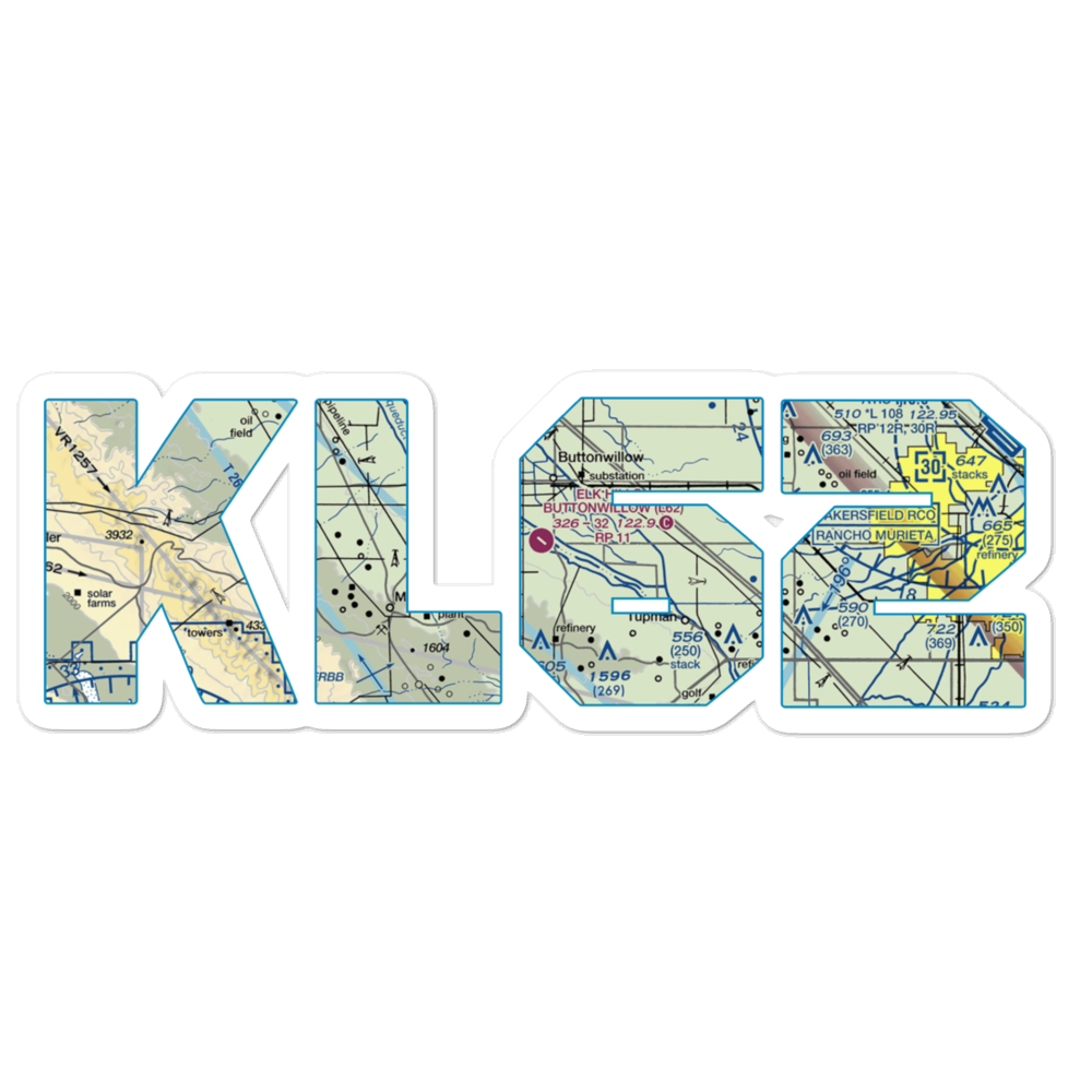 Elk Hills Buttonwillow Airport (L62) VFR Sectional Sticker 