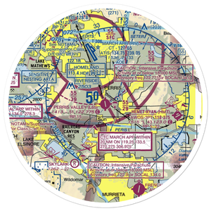 Perris Valley Airport (L65) VFR Sectional Sticker (30 mile)