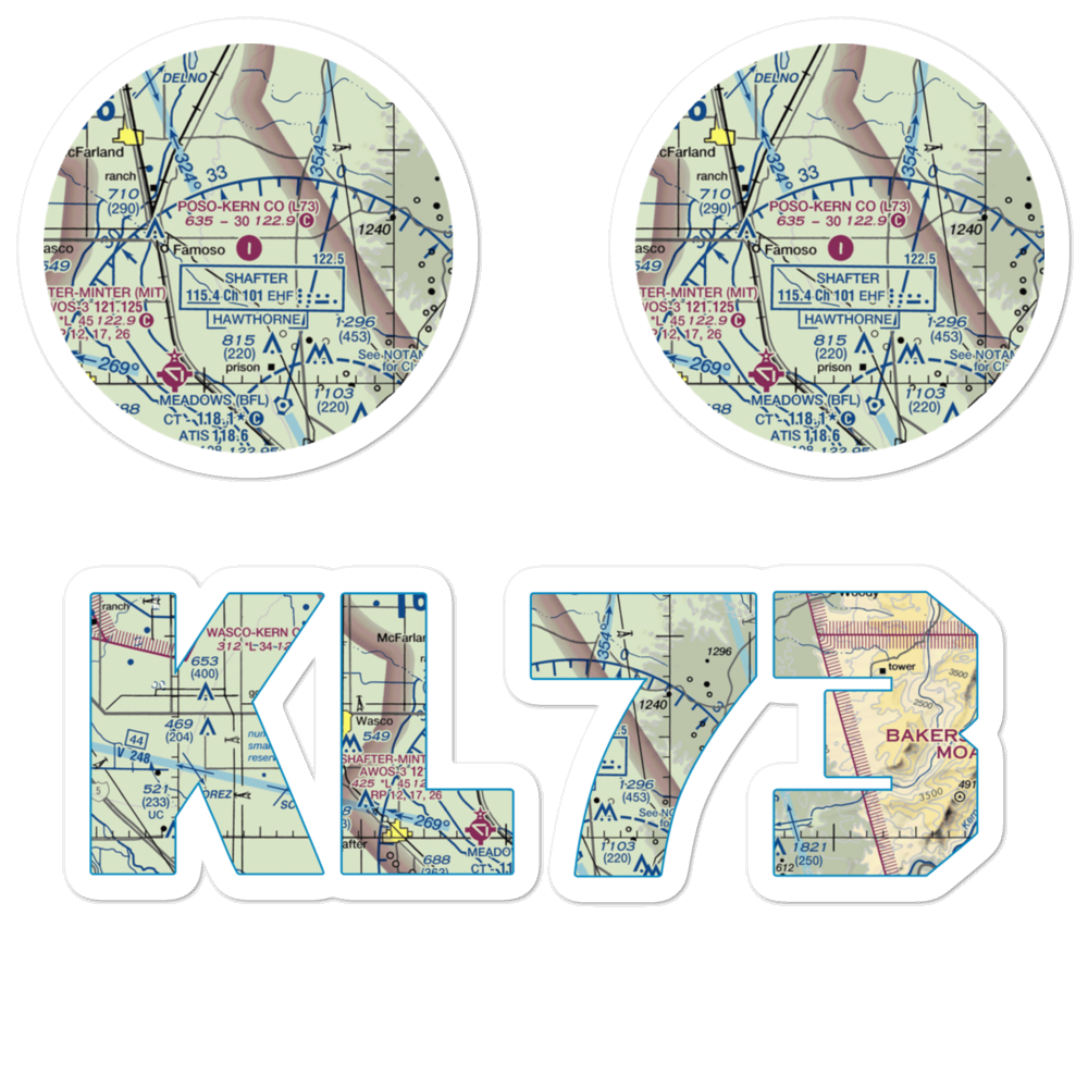 Poso Kern County Airport (L73) VFR Sectional Sticker Pack 