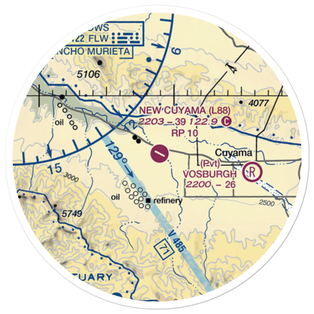 New Cuyama Airport (L88) VFR Sectional Sticker (20 mile) 