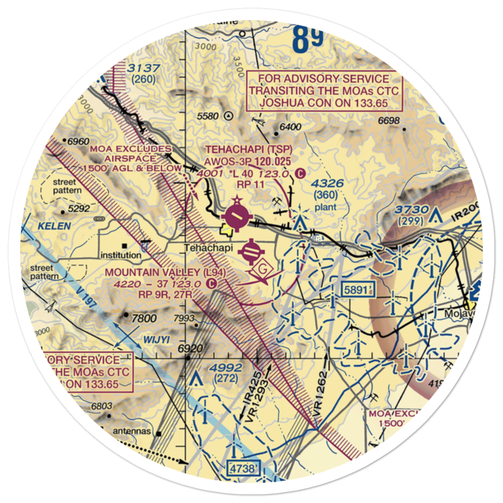 Mountain Valley Airport (L94) VFR Sectional Sticker (30 mile) 