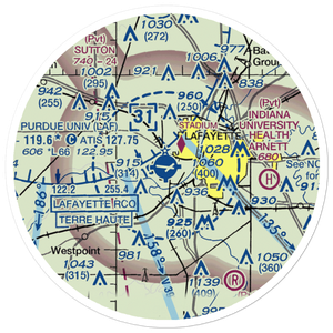 Purdue University Airport (LAF) VFR Sectional Sticker (20 mile)
