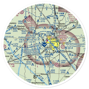 Purdue University Airport (LAF) VFR Sectional Sticker (30 mile)