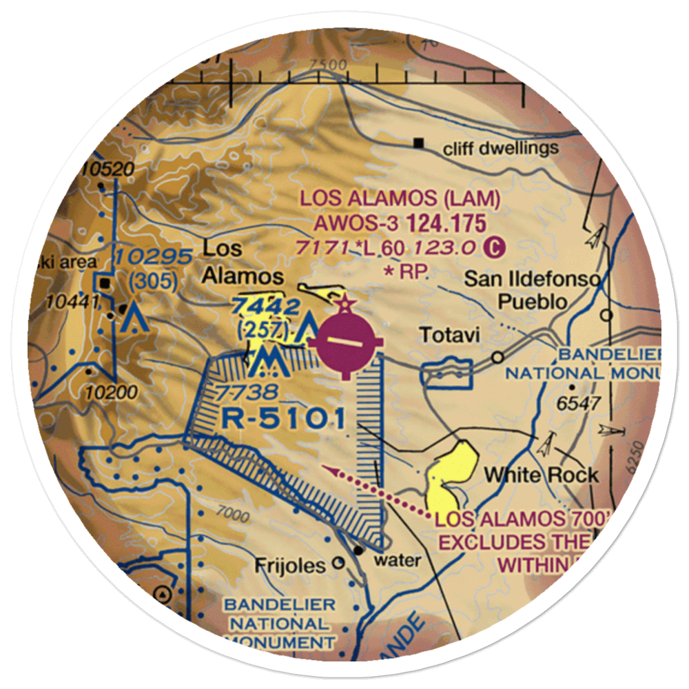 Los Alamos Airport (LAM) VFR Sectional Sticker (20 mile) 