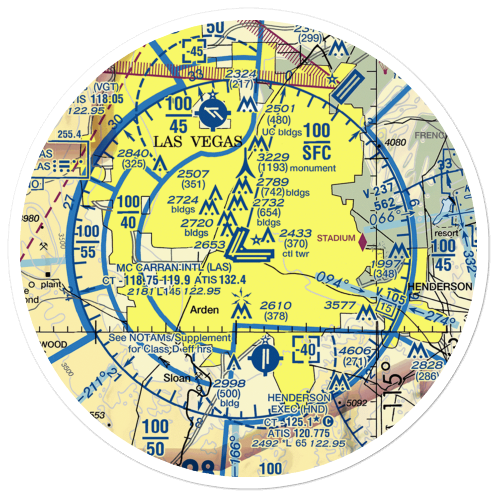McCarran International Airport (LAS) VFR Sectional Sticker (30 mile) 