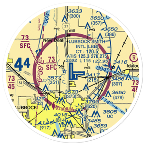 Lubbock Preston Smith International Airport (LBB) VFR Sectional Sticker (20 mile)