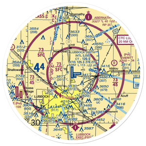 Lubbock Preston Smith International Airport (LBB) VFR Sectional Sticker (30 mile)
