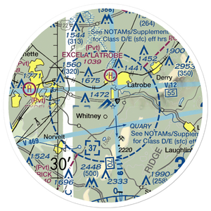 Arnold Palmer Regional Airport (LBE) VFR Sectional Sticker (20 mile)