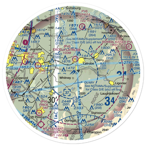 Arnold Palmer Regional Airport (LBE) VFR Sectional Sticker (30 mile)