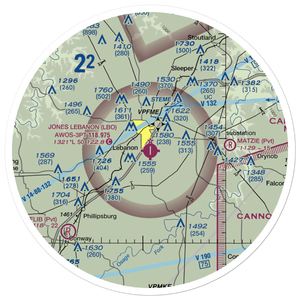 Floyd W. Jones Lebanon Airport (LBO) VFR Sectional Sticker (30 mile)