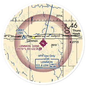 Lemmon Municipal Airport (LEM) VFR Sectional Sticker (20 mile)