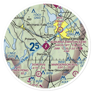 Auburn Lewiston Municipal Airport (LEW) VFR Sectional Sticker (20 mile)