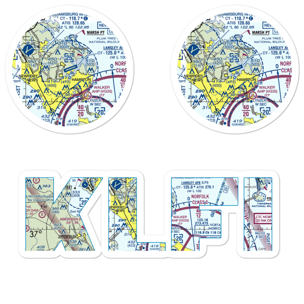 Langley Air Force Base (LFI) VFR Sectional Sticker Pack 
