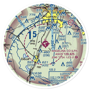 Angelina County Airport (LFK) VFR Sectional Sticker (20 mile)