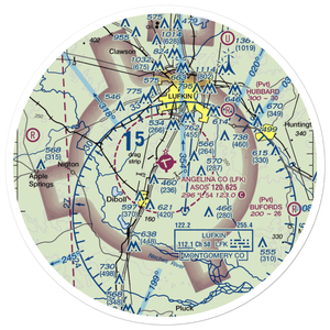 Angelina County Airport (LFK) VFR Sectional Sticker (30 mile)