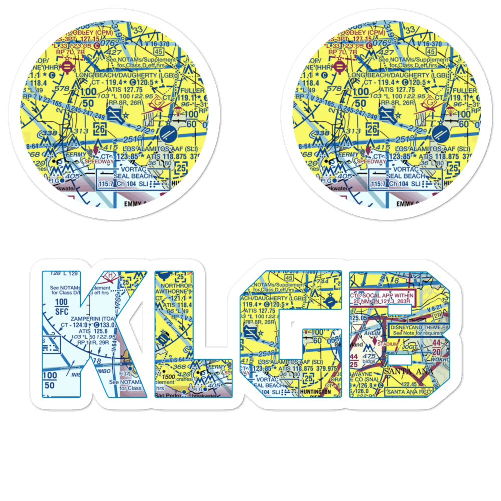 Long Beach /Daugherty Field/ Airport (LGB) VFR Sectional Sticker Pack 