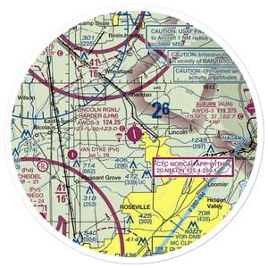 Lincoln Regional Karl Harder Field (LHM) VFR Sectional Sticker (30 mile)