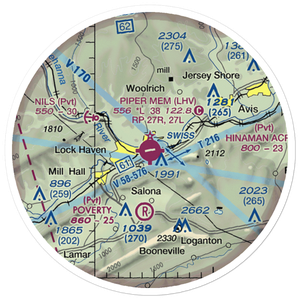 William T. Piper Memorial Airport (LHV) VFR Sectional Sticker (20 mile)