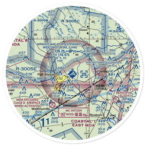 Wright AAF (Fort Stewart)/Midcoast Regional Airport (LHW) VFR Sectional Sticker (30 mile)
